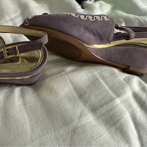 Mariano Fabiani shoes. Size 37. ( womens 6 1/2). suede/ jewels sling back. - Picture 3 of 4